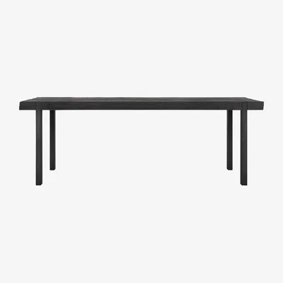 Olivia's DTP Home Beam Dining Table with Recycled Teakwood Finish Top in Black / Large
