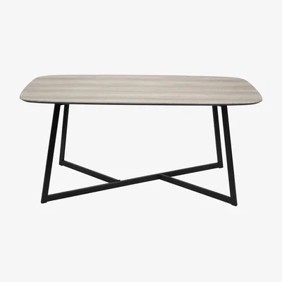 Olivia's Olivia's Cassie Oak Veneer and Metal Dining Table in Black & Grey