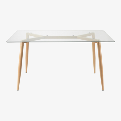 Out & Out Original Bergen – Glass Dining Table - Wood Legs