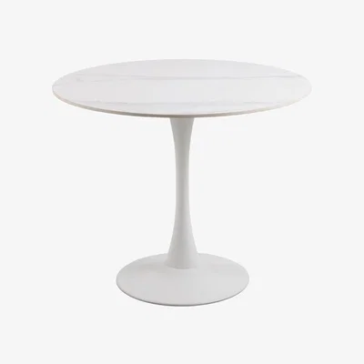 Downtown Actona Malta Circular Dining Table - White Ceramic