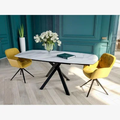 Downtown Akante Kheops Extending Dining Table - Matt Marble, Ceramic