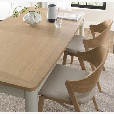 Downtown Delta Scandi Oak and Soft Grey 4-6 Seater Extending Dining Table