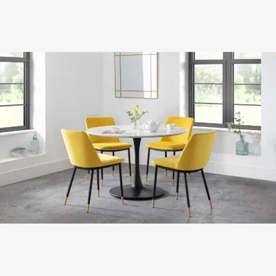 Downtown Julian Bowen Holland Round Pedestal Table In Whitemarble