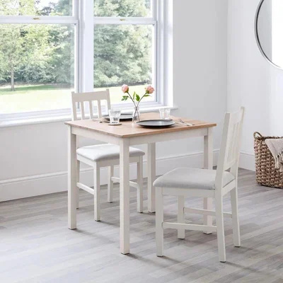 Downtown Julian Bowen Coxmoor Square Dining Table 75cm - Ivory and Oak In IvoryOak