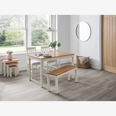 Downtown Julian Bowen Coxmoor Rectangular Dining Table - Ivory and Oak In IvoryOak