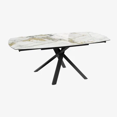 Downtown Akante Kheops 130cm/190cm Extending Dining Table - Doro Marble In White