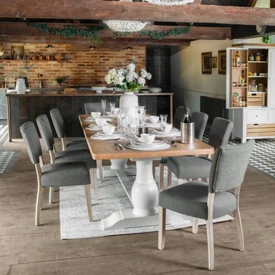 Downtown Clevedon 2.2m Extending Table - White/Oak In LightWood/White