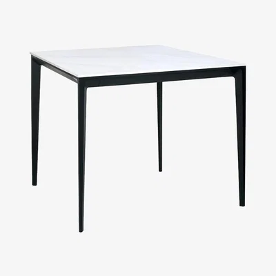Downtown Julian Bowen Miami Square Stone Top Dining Table - White Marble In WhiteMarble