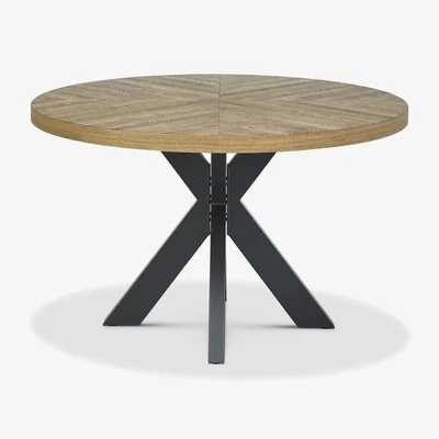 Downtown Downtown Winnipeg Rustic Oak Circular Dining Table, Ripped