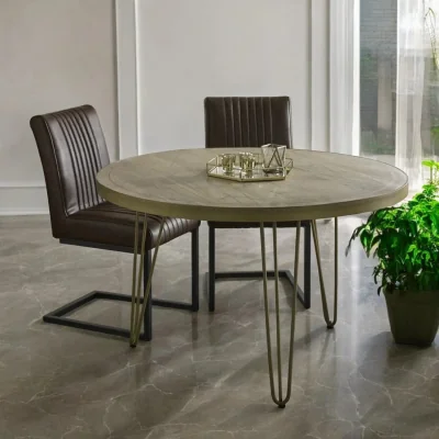 OAT Home Galway Wooden Light Gold Round 120cm Dining Table