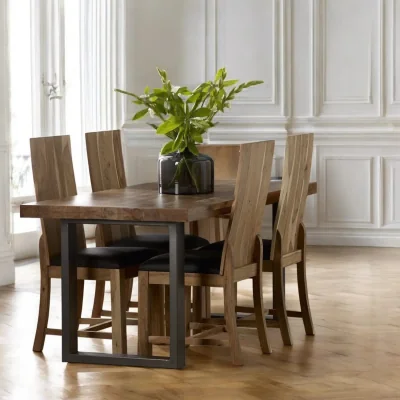 OAT Home Cork Wooden & Metal Legs Industrial 160cm Dining Table