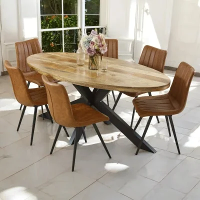 OAT Home Wicklow Wooden Metal Spider Legs Oval 180cm Dining Table