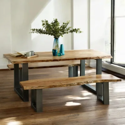 OAT Home Killarney Wooden Live Edge & Metal Legs 200cm Dining Table