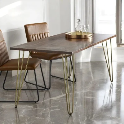 OAT Home Limerick Wooden Dark Gold 160cm Dining Table