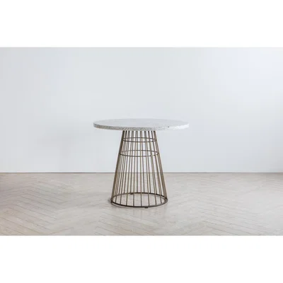 Perch and Parrow Louise Bistro Table in Bronze and Grey Terrazzo