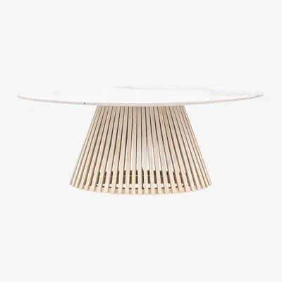 Perch and Parrow Linear Marble Oval Dining Table