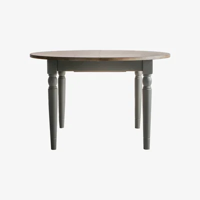 Perch and Parrow Cooper Oak Round Extendable Dining Table in Storm Grey