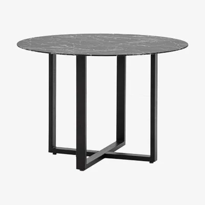 Perch and Parrow Crisscross Dining Table in Black Marble