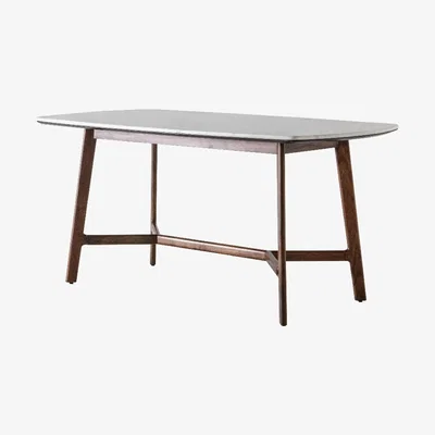Perch and Parrow Palma Acacia and Marble Dining Table
