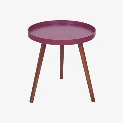 Pagazzi Halston Raspberry & Brown Pine Wood Round Table