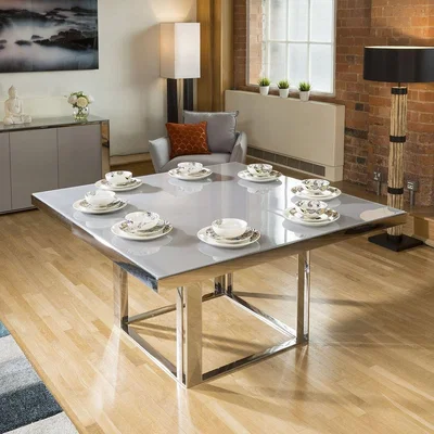 Quatropi Quatropi 8 Seater Modern Square Glass Dining Table 150cm Grey