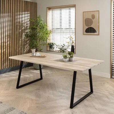 Quatropi Forest 8 Seater Solid Oak Dining Table - White Oiled 200cm