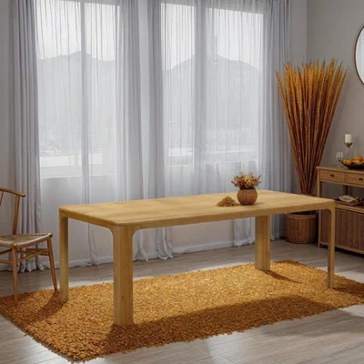 Quatropi Beau 8 Seater Solid Wood Dining Table Natural 220x100cm