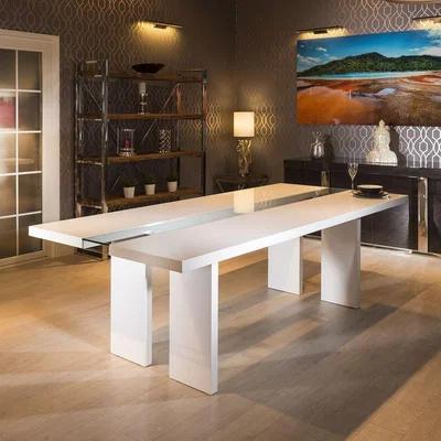 Quatropi Exdisplay Luxury Large 12 Seater 240cm Dining Table White Gloss / Glass