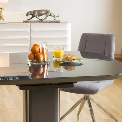 Quatropi Luxury Quatropi Modern Extending Square Dining Table Grey Glass 120cm