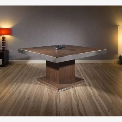 Quatropi ExDisplay Magnificent Quatropi Large Square Dining Table in Walnut / Chrome Trim