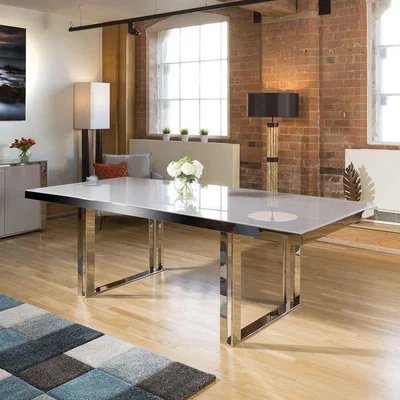 Quatropi Quatropi Modern Square Dining Table 240cm White Gloss 10 Seater