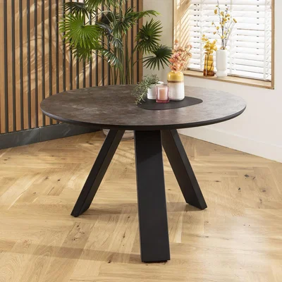 Quatropi Switch HPL Modern Round Black Dining Table 120cm