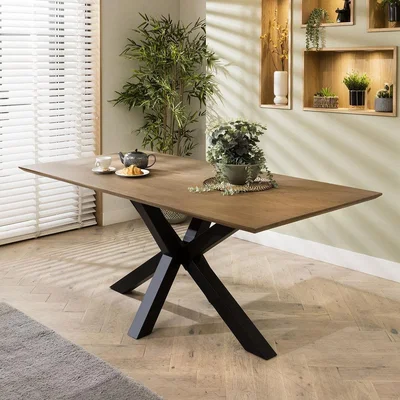 Quatropi Premium 8 Seater Wooden Dining Room Table For 8 Star Base 190cm