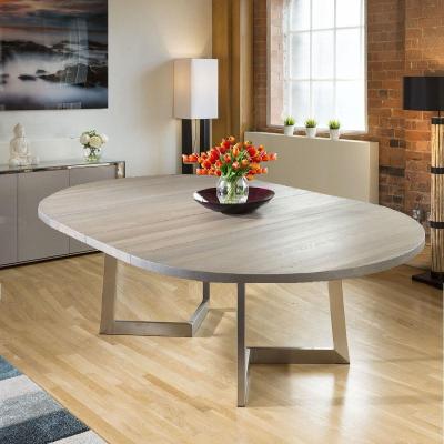 Quatropi Luxury 140-240cm Round Extending Dining Table Oak Grey Oil Finish Stock