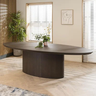Quatropi Modern 6 Seater Round Pedestal Kitchen Dining Table Grey Oak 150cm