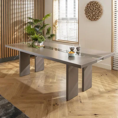 Quatropi 10 Seater Modern Dining Table Glass Matte Taupe 240cm