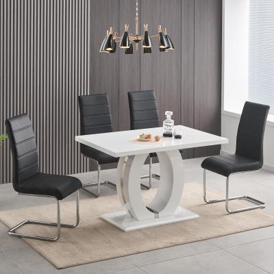 The Range High Gloss Dining Table Set - White / 4