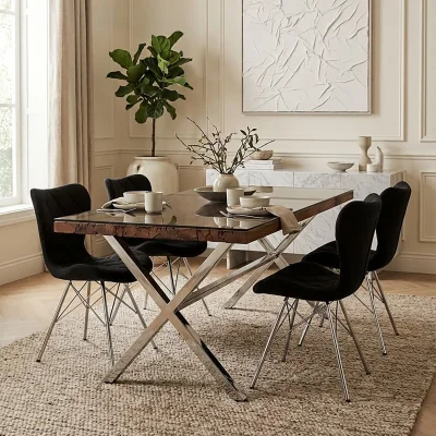 The Range Kerala Natural Dining Table With Cross Base - Natural