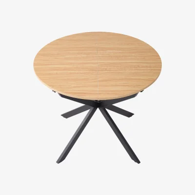 The Range Extendable Dining Table with Top and Metal Legs - Neutral