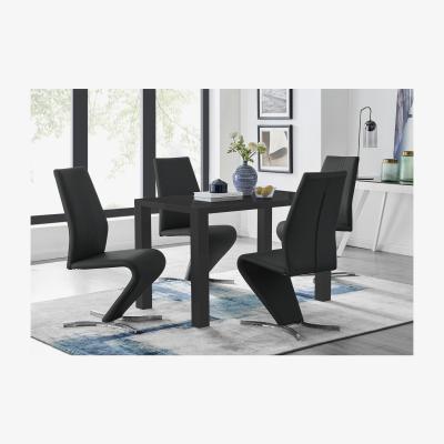 The Range Pivero Dining Table and 4 Willow Chairs Set - Black