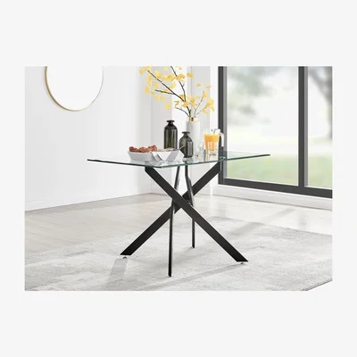 The Range Leonardo 4 Black Leg Dining Table - Black