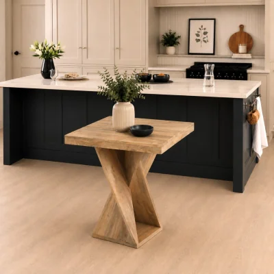 The Range Solid Mango Wood Dining Table - Light Oak