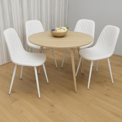 The Range Modern Round Dining Table With 4 White Chairs Dining Set