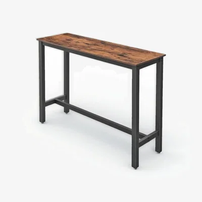 The Range Industrial Narrow Rectangular Table with Steel Frame - Brown