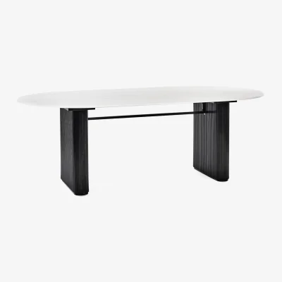 The Range Bolivia Effect Oval Dining Table - White/Black
