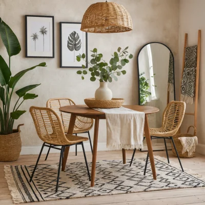 The Range Saffron Round Wood Effect Dining Table - Natural