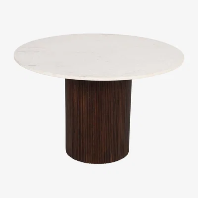 The Range Luxor Mango Wood Dining Table Round With Marble Top - Brown