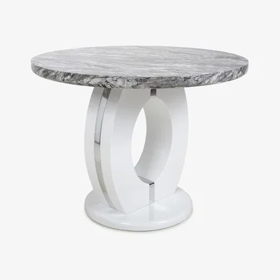 The Range Neptune Round Marble Effect Grey and White Dining Table - Grey and White