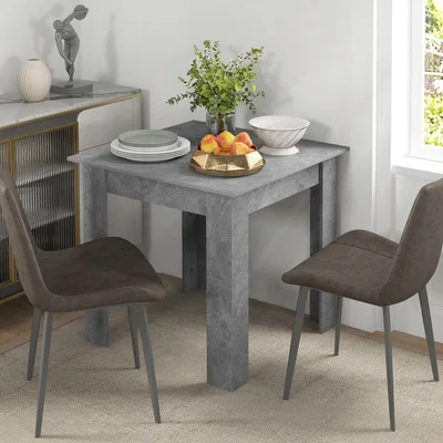 The Range HOMCOM Square Dining Table with Faux Cement Effect - Grey