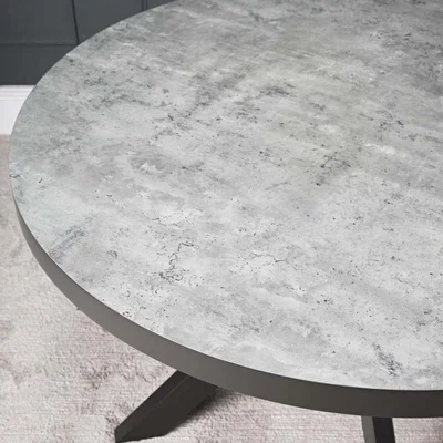 The Range Industrial Round Dining Table - Faux Concrete - Grey